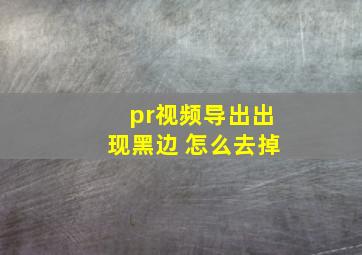 pr视频导出出现黑边 怎么去掉